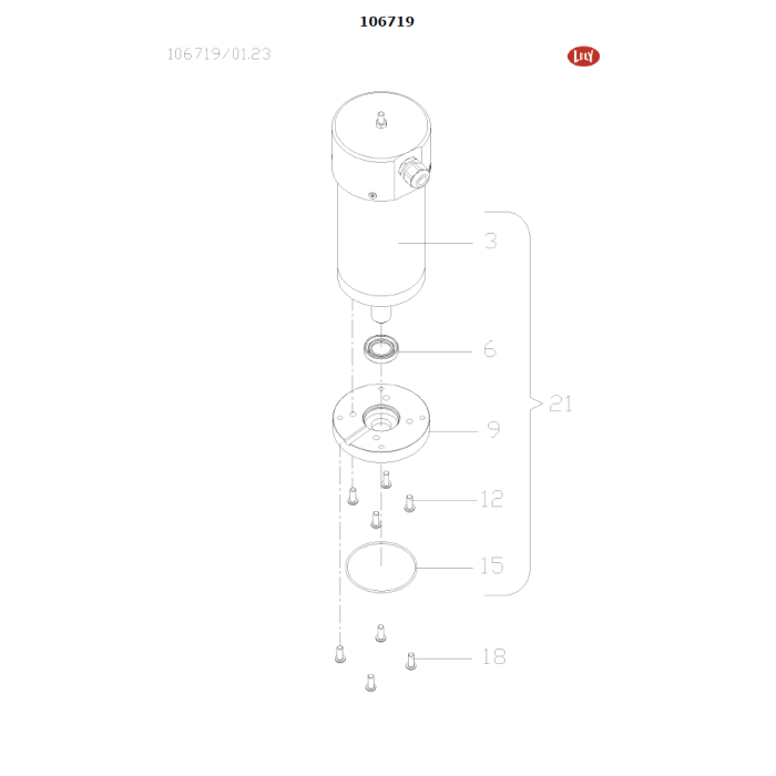 Omrøremotor 24V DC 1500U/min 400W komplet m. adapter